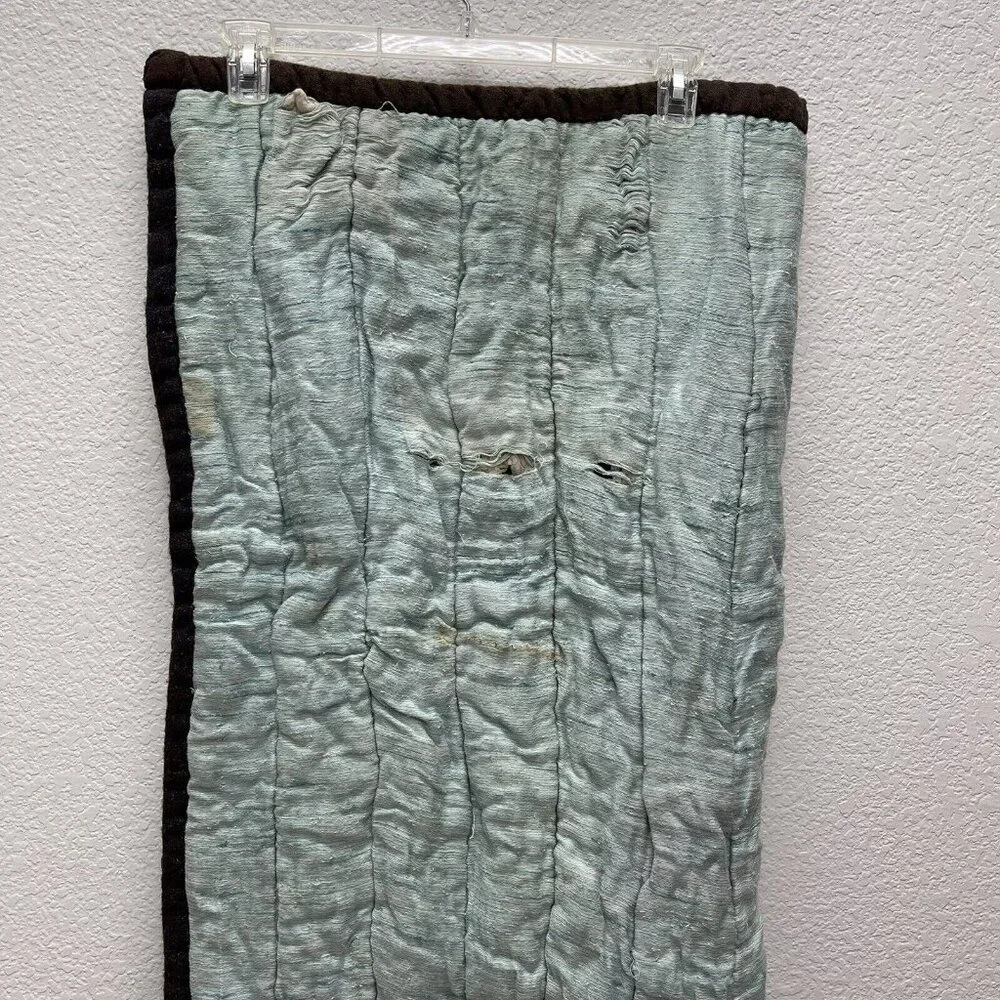 Quilt - Vintage Handmade WOOL Patchwork Flannel Wool Lined Lap Pad 40